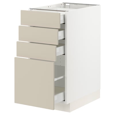 SEKTION / MAXIMERA Base cabinet with 4 drawers, white/Havstorp beige, 15x24x30 "