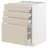 SEKTION / MAXIMERA Base cabinet with 4 drawers, white/Havstorp beige, 24x24x30 "