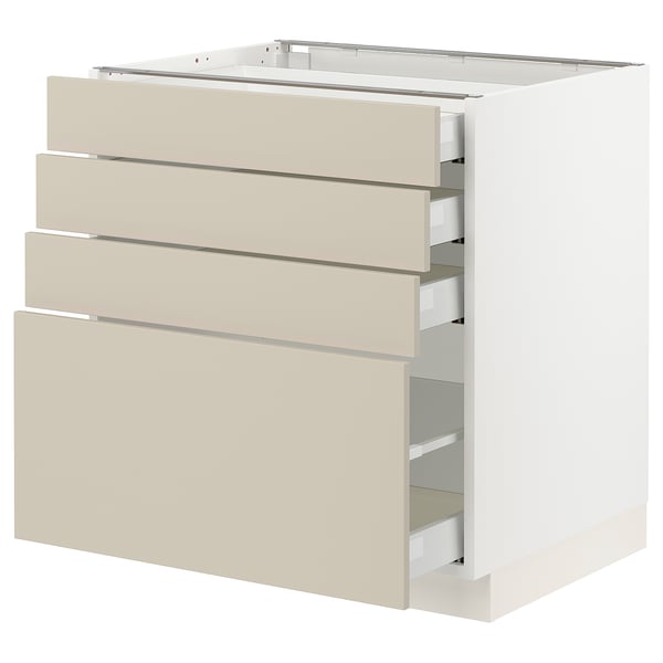 SEKTION / MAXIMERA Base cabinet with 4 drawers, white/Havstorp beige, 30x24x30 "