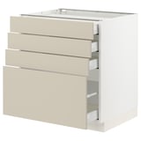 SEKTION / MAXIMERA Base cabinet with 4 drawers, white/Havstorp beige, 30x24x30 "