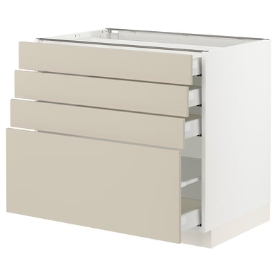 SEKTION / MAXIMERA Base cabinet with 4 drawers, white/Havstorp beige, 36x24x30 "