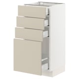 SEKTION / MAXIMERA Base cabinet with 4 drawers, white/Havstorp beige, 15x15x30 "