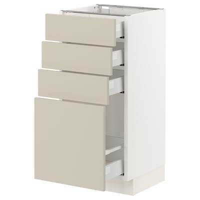 SEKTION / MAXIMERA Base cabinet with 4 drawers, white/Havstorp beige, 15x15x30 "