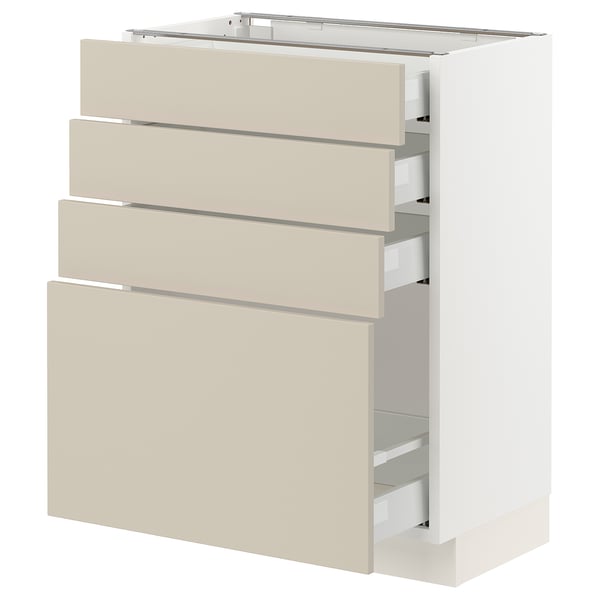 SEKTION / MAXIMERA Base cabinet with 4 drawers, white/Havstorp beige, 24x15x30 "
