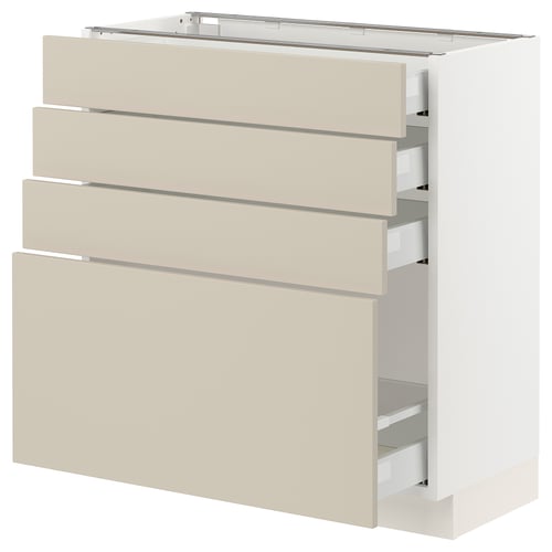 A SEKTION kitchen cabinet in beige with four drawers and a smooth, clean design.
