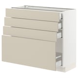 SEKTION / MAXIMERA Base cabinet with 4 drawers, white/Havstorp beige, 36x15x30 "