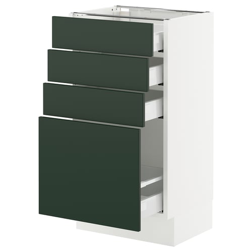 SEKTION kitchen unit, white & dark green, modern design, four drawers.