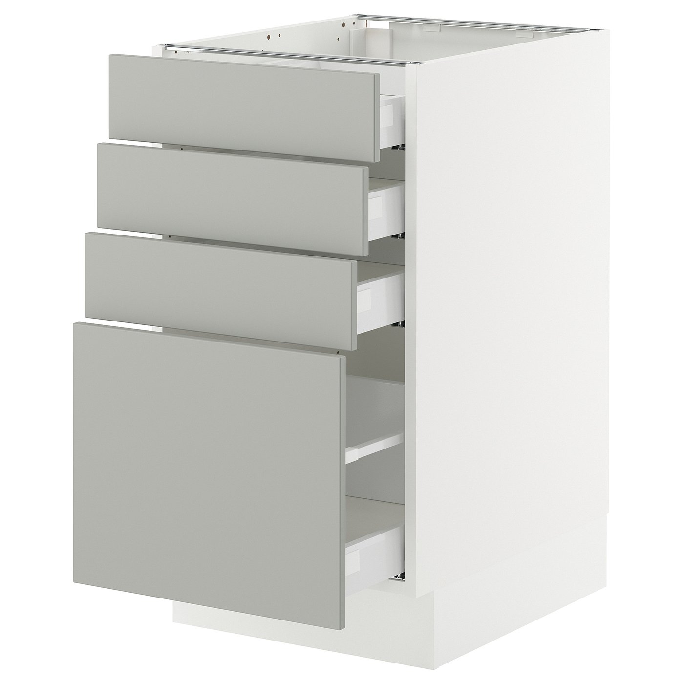 SEKTION / MAXIMERA base cabinet with 4 drawers, white/Nickebo