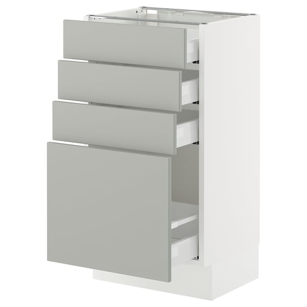 SEKTION / MAXIMERA Base cabinet with 4 drawers, white/Havstorp light gray, 18x15x30 "