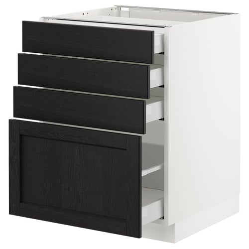 SEKTION kitchen cabinet in black with four drawers. Modern, rectangular design in wood.