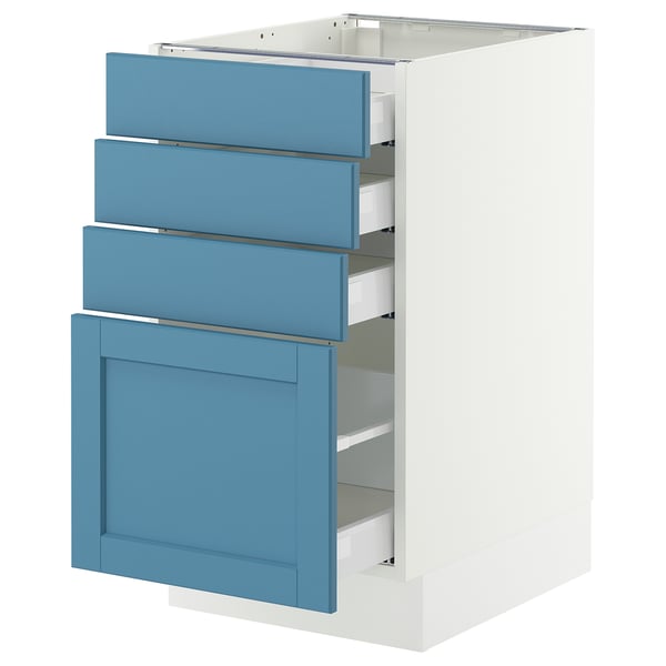 SEKTION / MAXIMERA Base cabinet with 4 drawers, white/Lerhyttan blue, 18x24x30 "