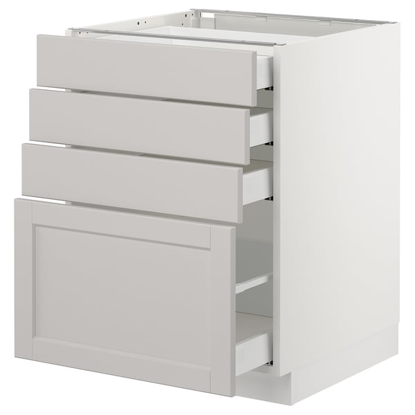 SEKTION kitchen unit in light grey with 4 drawers, smooth modern design.
