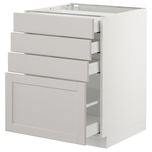 SEKTION kitchen unit in light grey with 4 drawers, smooth modern design.