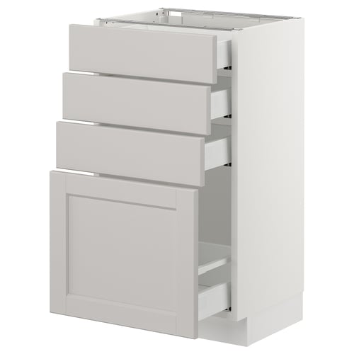 White SEKTION kitchen unit with three drawers and one cabinet, classic design.