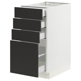 SEKTION / MAXIMERA Base cabinet with 4 drawers, white/Nickebo matte anthracite, 15x24x30 "