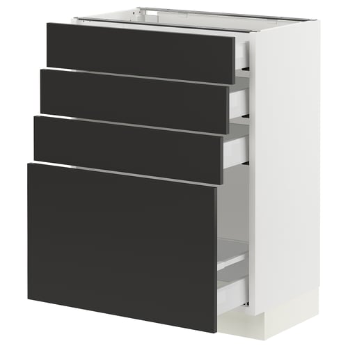 SEKTION kitchen unit, black, modern, rectangular, pull-out drawers.