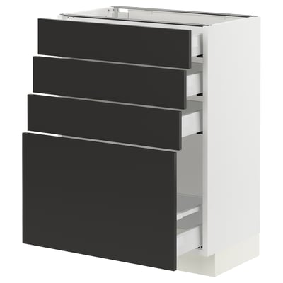 SEKTION / MAXIMERA Base cabinet with 4 drawers, white/Nickebo matte anthracite, 24x15x30 "