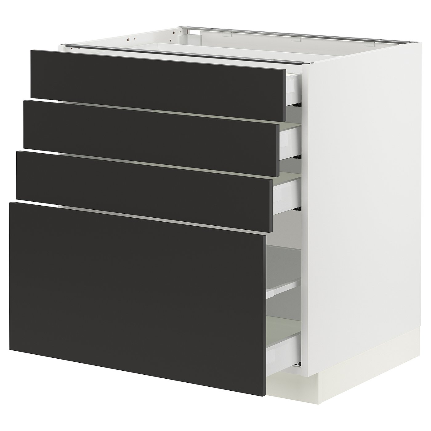 SEKTION / MAXIMERA base cabinet with 4 drawers, white/Nickebo