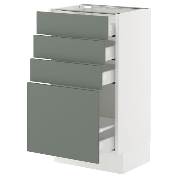 SEKTION / MAXIMERA Base cabinet with 4 drawers, white/Nickebo matte grey-green, 18x15x30 "