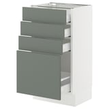 SEKTION / MAXIMERA Base cabinet with 4 drawers, white/Nickebo matte grey-green, 18x15x30 "