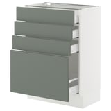 SEKTION / MAXIMERA Base cabinet with 4 drawers, white/Nickebo matte grey-green, 24x15x30 "