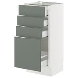 SEKTION / MAXIMERA Base cabinet with 4 drawers, white/Nickebo matte grey-green, 15x15x30 "