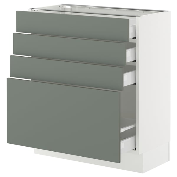 SEKTION / MAXIMERA Base cabinet with 4 drawers, white/Nickebo matte grey-green, 30x15x30 "