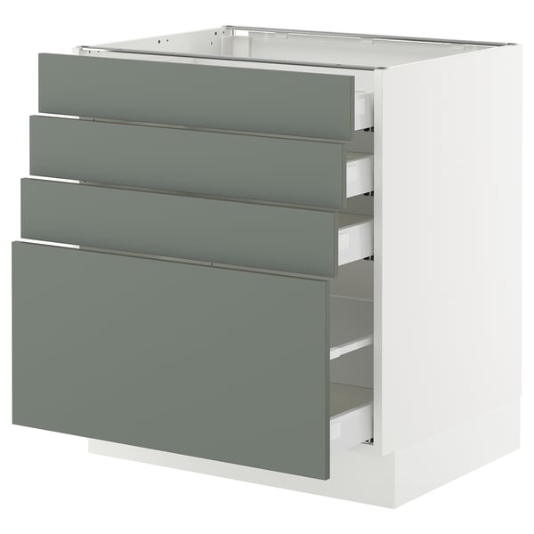 SEKTION / MAXIMERA Base cabinet with 4 drawers, white/Nickebo matte grey-green, 30x24x30 "
