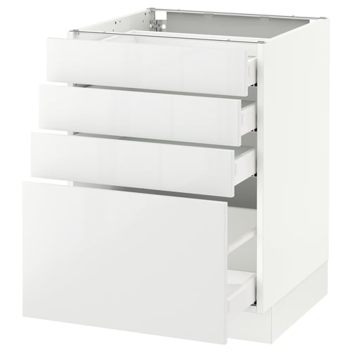 White ikea SEKTION cabinet with 3 smooth drawers.
