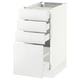 SEKTION kitchen unit in white with glossy finish, rectangular shape, and three open drawers made of particleboard.