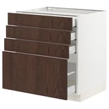 SEKTION / MAXIMERA Base cabinet with 4 drawers, white/Sinarp brown, 30x24x30 "