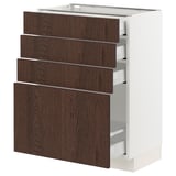 SEKTION / MAXIMERA Base cabinet with 4 drawers, white/Sinarp brown, 24x15x30 "
