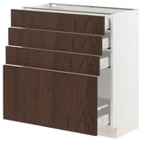 SEKTION / MAXIMERA Base cabinet with 4 drawers, white/Sinarp brown, 30x15x30 "