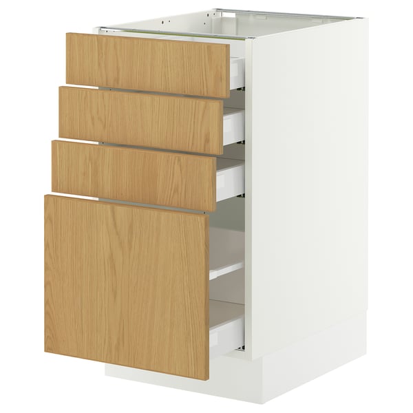SEKTION / MAXIMERA Base cabinet with 4 drawers, white/Sinarp oak veneer, 18x24x30 "