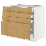 SEKTION / MAXIMERA Base cabinet with 4 drawers, white/Sinarp oak veneer, 36x24x30 "