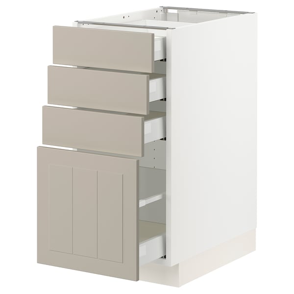 SEKTION / MAXIMERA Base cabinet with 4 drawers, white/Stensund beige, 15x24x30 "