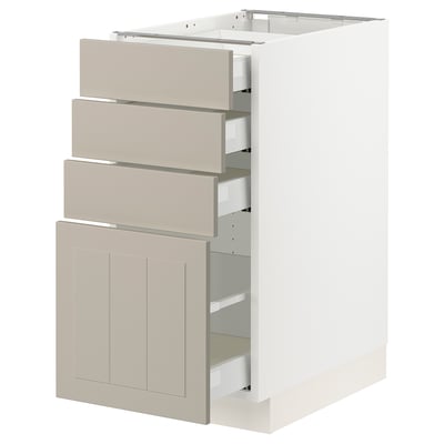 SEKTION / MAXIMERA Base cabinet with 4 drawers, white/Stensund beige, 15x24x30 "