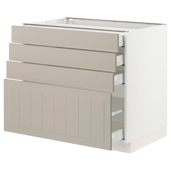 SEKTION / MAXIMERA Base cabinet with 4 drawers, white/Stensund beige, 36x24x30 "