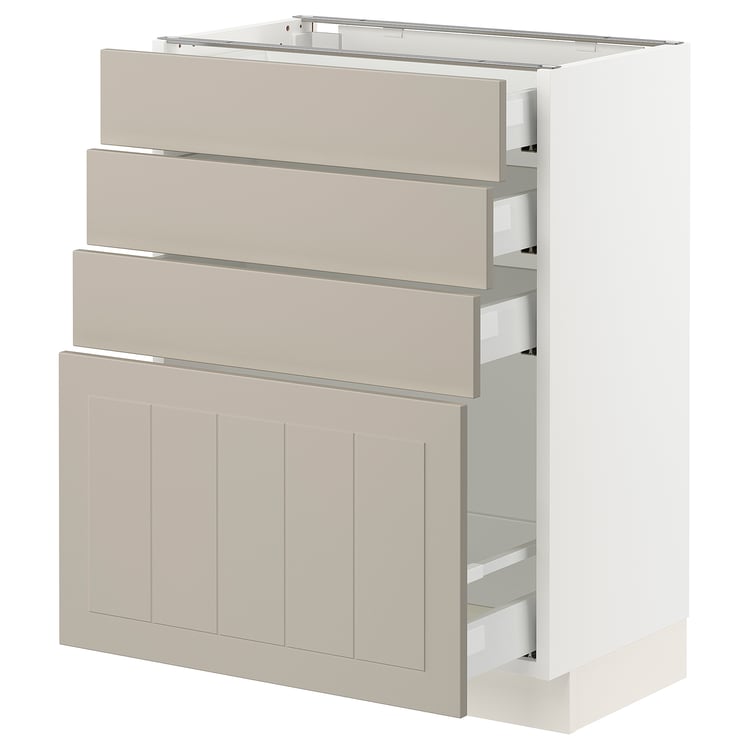 SEKTION / MAXIMERA base with 4 drawers, white/Stensund beige