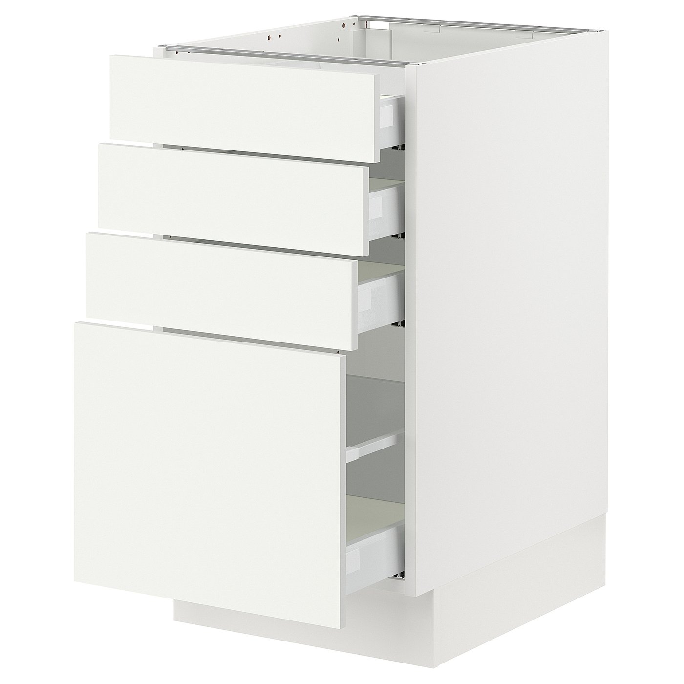 SEKTION / MAXIMERA base cabinet with 4 drawers, white/Vallstena