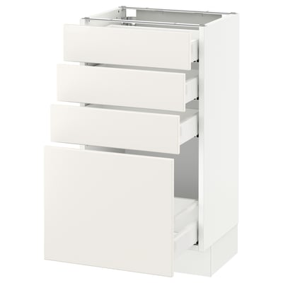 SEKTION kitchen cabinet in white with multiple pull-out drawers, modern design.