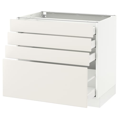 SEKTION kitchen cabinet in white with four drawers, sleek design.