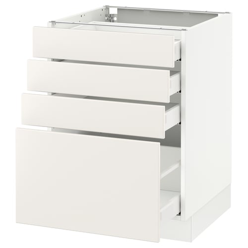 White SEKTION kitchen cabinet with four drawers.