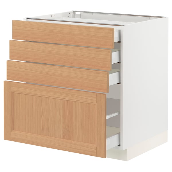 SEKTION / MAXIMERA Base cabinet with 4 drawers, white/Vedhamn oak, 30x24x30 "