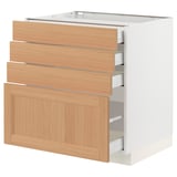 SEKTION / MAXIMERA Base cabinet with 4 drawers, white/Vedhamn oak, 30x24x30 "