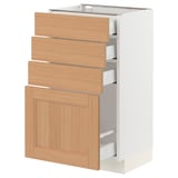 SEKTION / MAXIMERA Base cabinet with 4 drawers, white/Vedhamn oak, 18x15x30 "