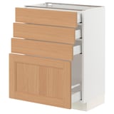 SEKTION / MAXIMERA Base cabinet with 4 drawers, white/Vedhamn oak, 24x15x30 "