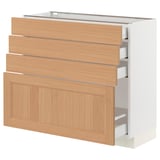 SEKTION / MAXIMERA Base cabinet with 4 drawers, white/Vedhamn oak, 36x15x30 "
