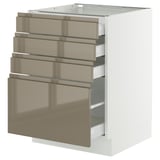 SEKTION / MAXIMERA Base cabinet with 4 drawers, white/Voxtorp high-gloss dark grey-brown, 24x24x30 "
