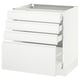 A white SEKTION kitchen cabinet with four drawers and a sleek, modern design.